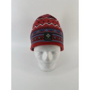 Columbia Beanie Hat red aztec coral blue white black unisex